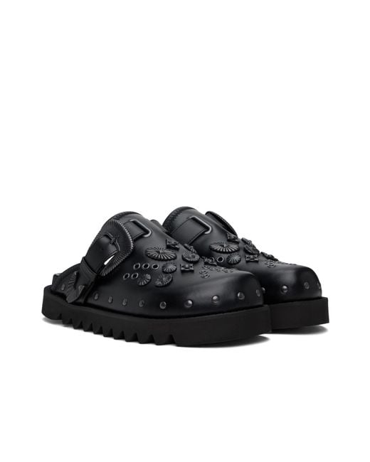 Toga Virilis Black Round Toe Flat Mules for men