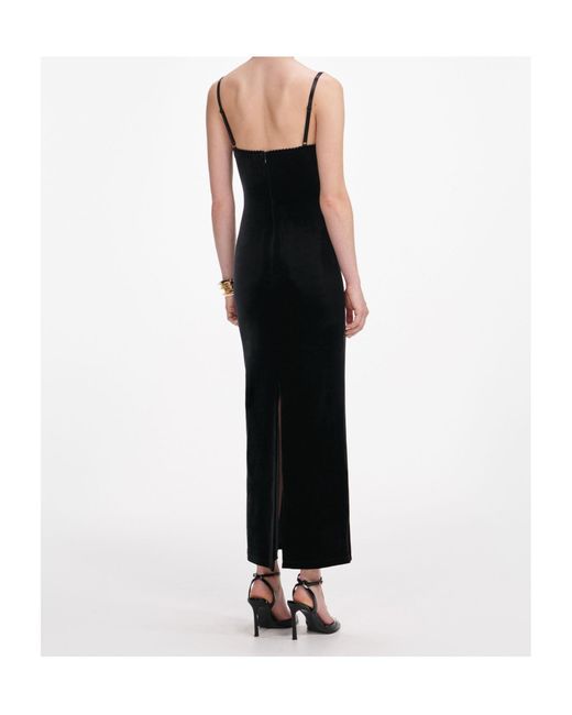 Self-Portrait Black Velvet Strappy Midi Dress