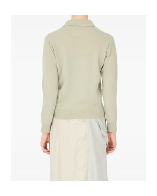 Maison Margiela White V-Neck Knitted Jumper