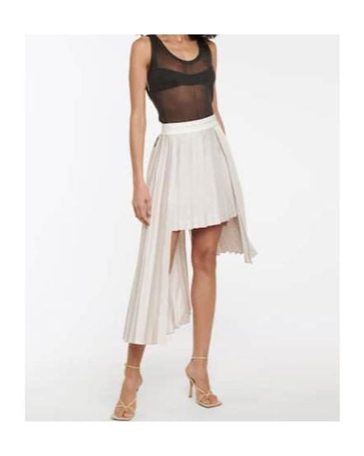 Peter Do White Pleated Asymmetric Midi Skirt