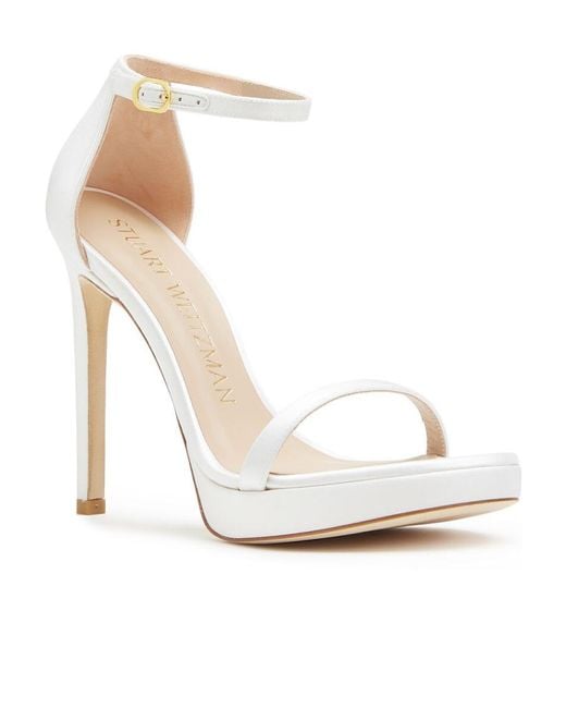 Stuart Weitzman White Nudist Disco 130Mm Sandals