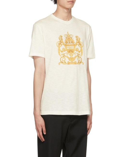 Versace White Baroque-Pattern Print T-Shirt for men