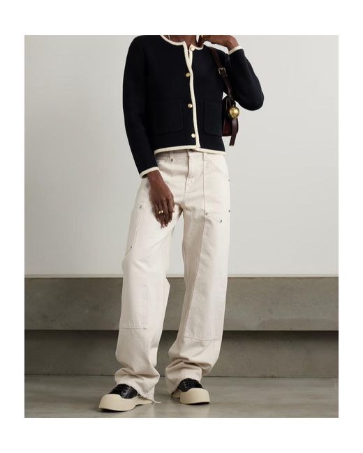 Re/done White Workwear Frayed Embellished Mid-Rise Boyfriend Jeans
