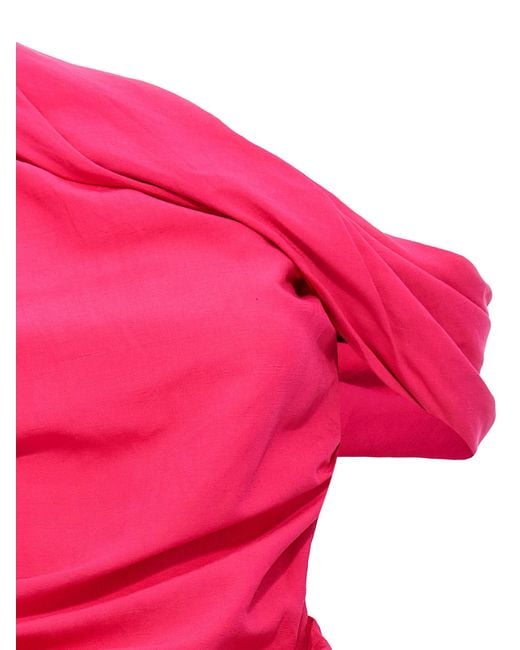 Rochas Pink Draped Neckline Evening Dress