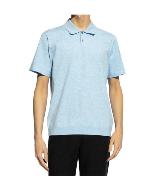 Theory Blue Goris Short-Sleeved Polo Shirt for men