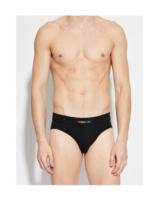 DSquared² Black Logo Briefs for men