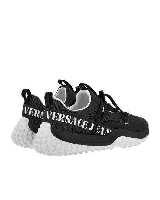 Versace Black Jeans Couture Logo Printed Low-Top Sneakers for men