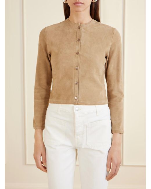 Stouls Natural Solid Color Suede Cardigan