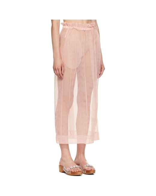 Simone Rocha Pink Waist-Cinching Midi Skirt