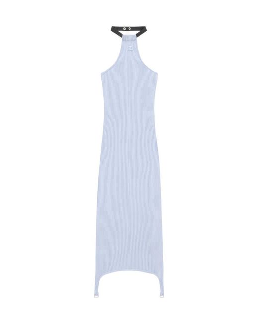 Courreges White Courrèges Rib-Knit Suspenders Dress