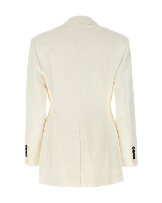 Brunello Cucinelli White Double Breasted Tailored Blazer