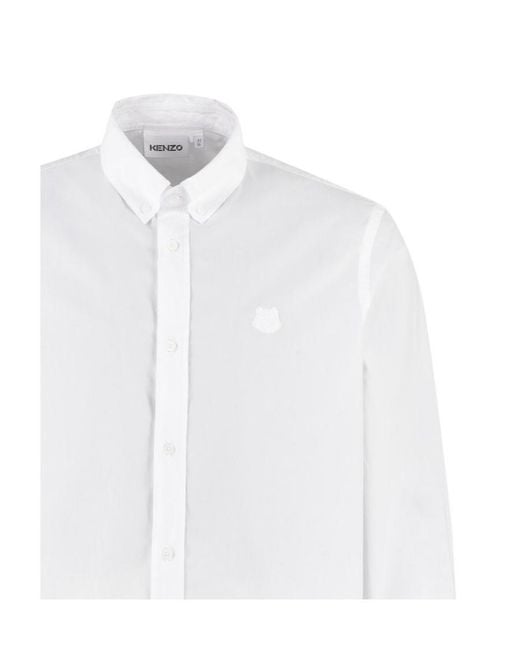 KENZO White Long-Sleeved Cotton Shirt for men