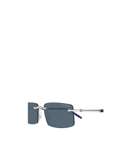 Montblanc Blue Eyewear Rectangular Frame Sunglasses