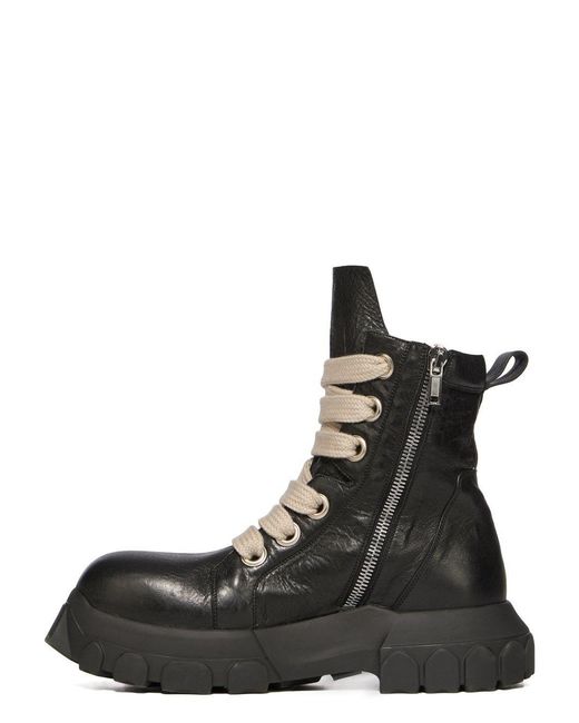 Rick Owens Black Lace-Up Combat Boots for men