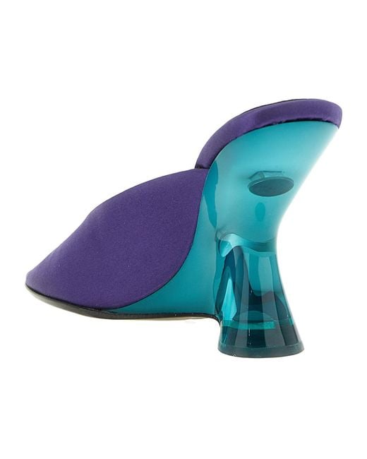Dries Van Noten Blue Satin Wedge Sandals