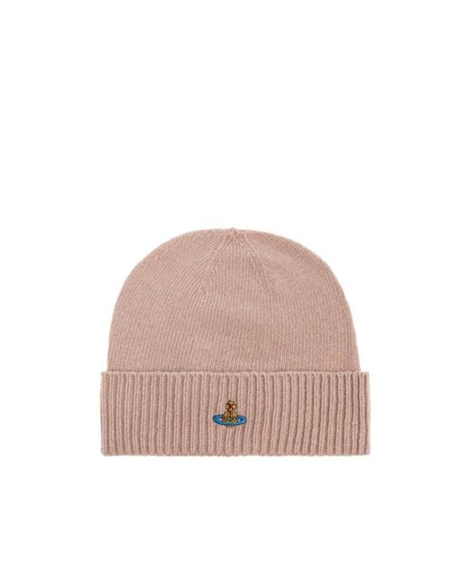 Vivienne Westwood Pink Logo Embroidered Beanie for men
