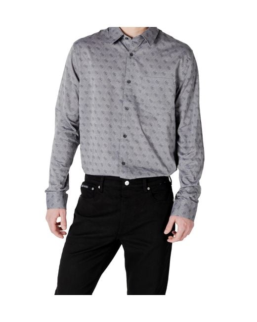 Guess Gray Long-Sleeved Shirt for men