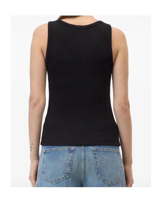 Closed Black Ribbed Tank Top
