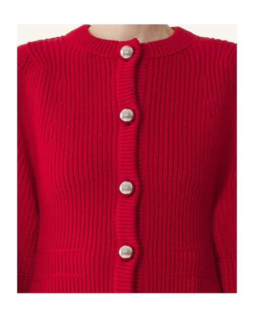 Lanvin Red Ribbed Cardigan