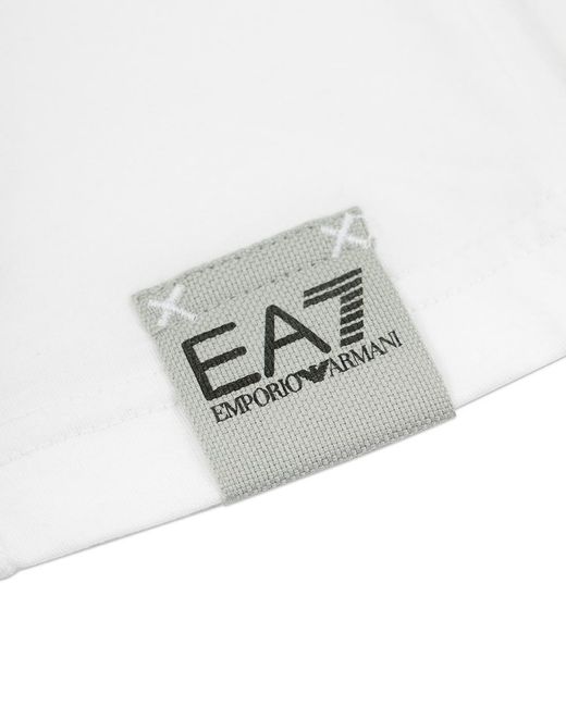 EA7 White Logo Striped T-Shirt for men