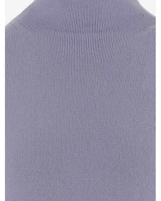 Allude Purple Cashmere Turtleneck Knitted Sweater