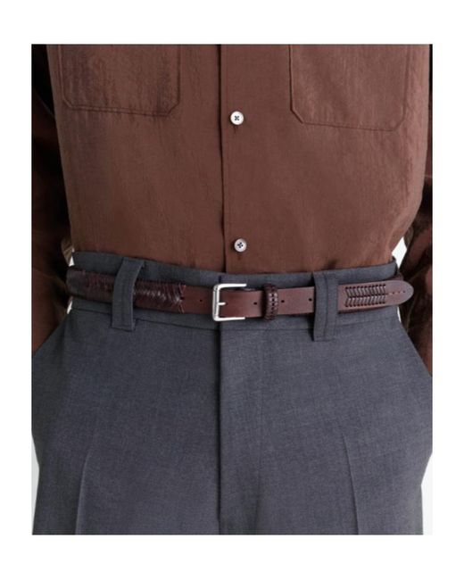 Lemaire White Braided Buckle Belt for men