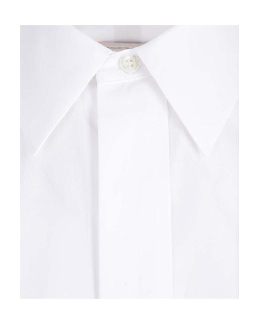 McQueen White Pointed-Collar Poplin Shirt for men