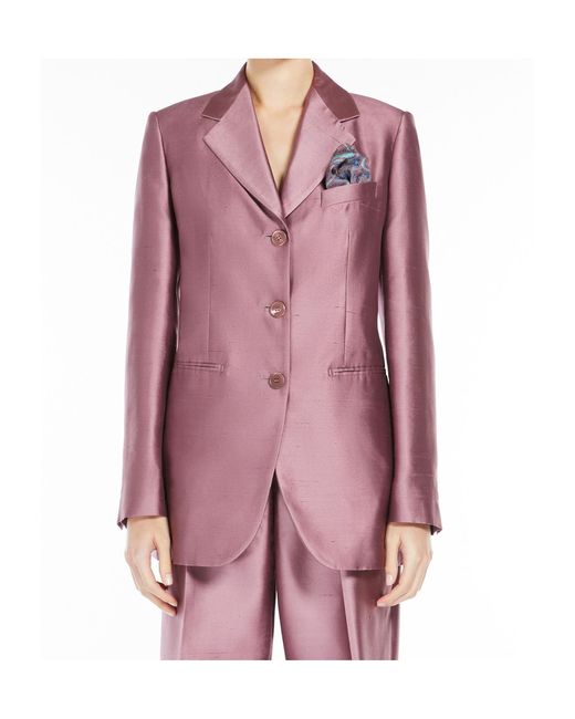 Max Mara Pink Metallic-Effect Single-Breasted Jacket