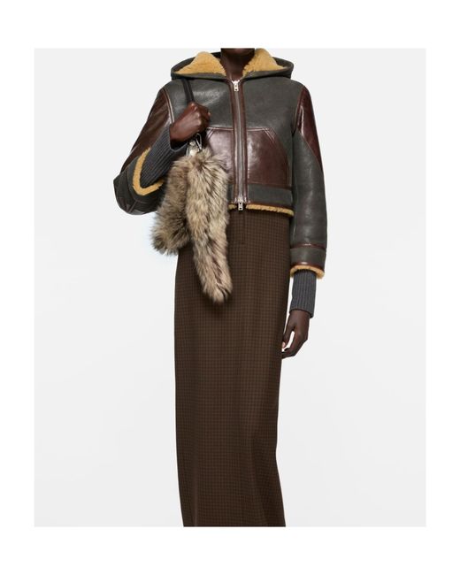 Acne Brown Hooded Leather Jacket