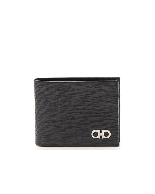 Ferragamo Black Ferragamo Gancini Bi-Fold Wallet for men