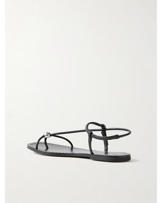 Loeffler Randall White Lara Embellished Leather Sandals