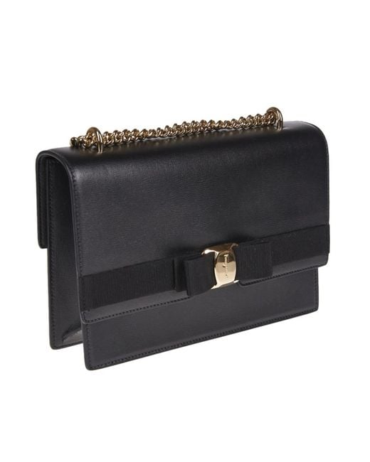 Ferragamo Black Vara Bow Medium Shoulder Bag