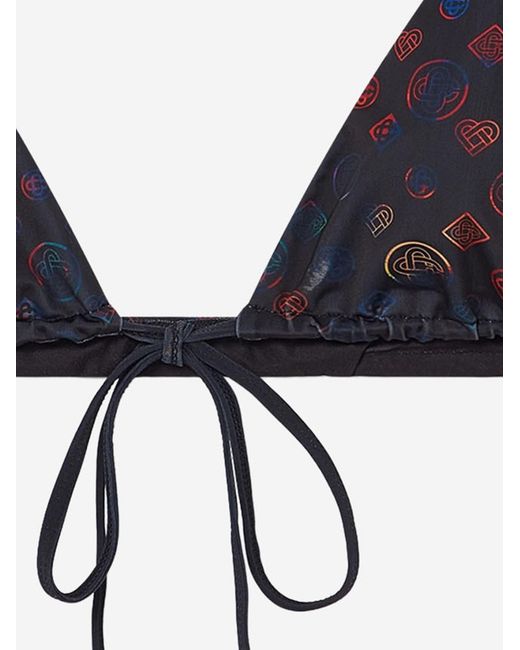 Casablanca Blue Monogram Tie Bikini Top