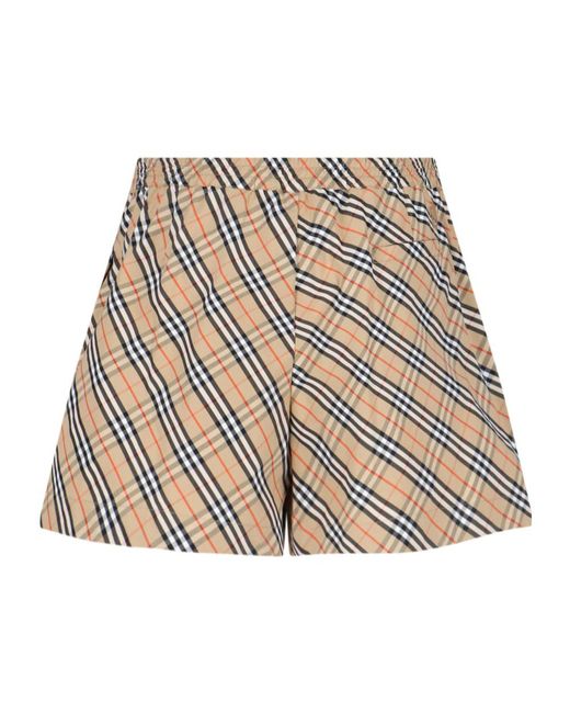 Burberry Natural Check Printed Drawstring Shorts