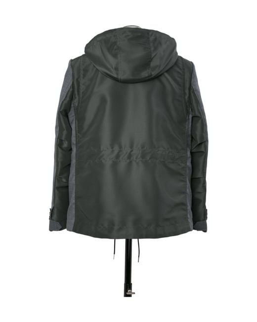 Sacai Gray Hooded Panelled Jacket for men