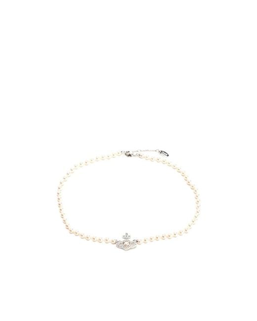 Vivienne Westwood White Orb Pendant Embellished Necklace