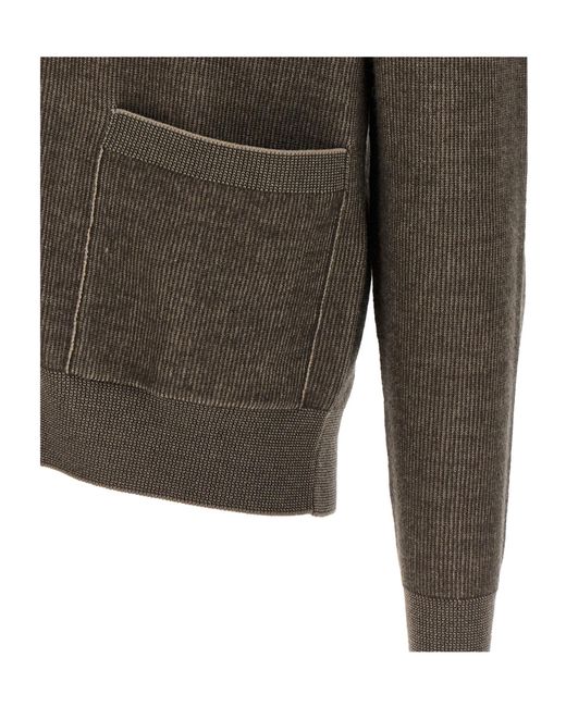 Brioni Green Long-Sleeve Open-Front Cardigan for men