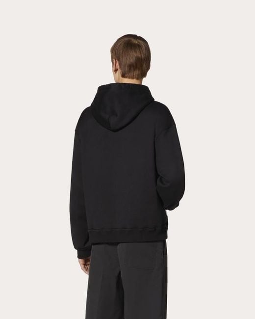Valentino Black V Logo Hoodie for men