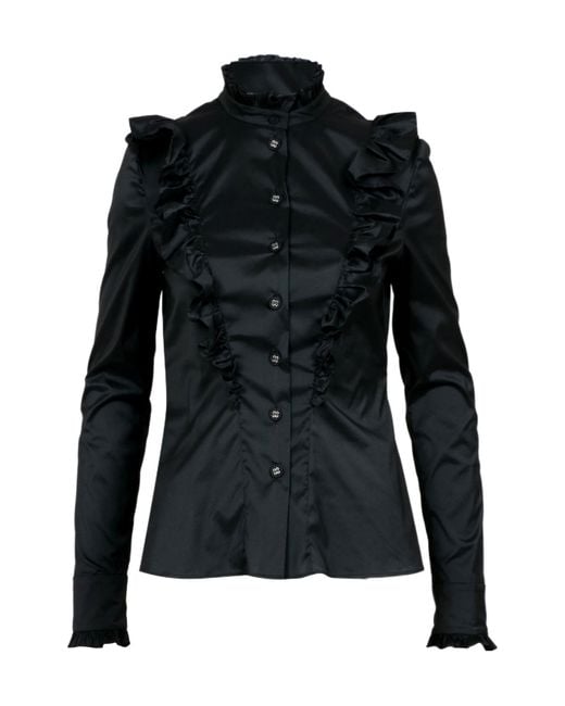 Philosophy Di Lorenzo Serafini Black Ruffled Shirt