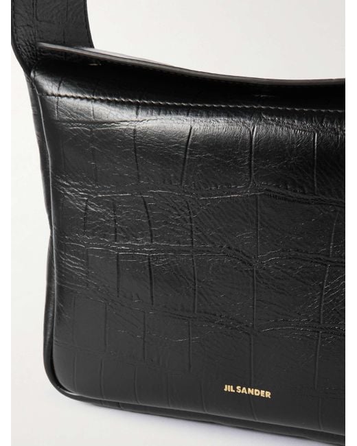 Jil Sander Black Embossed Messenger Bag