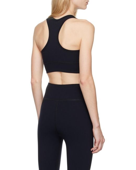 Balenciaga Black Reflective Logo Print Round-Neck Sport Bra