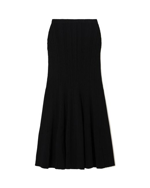 Self-Portrait Black Ribbed-Knit Mermaid Skirt