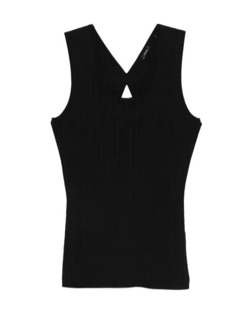 Joseph Black Keyhole Ribbed Top