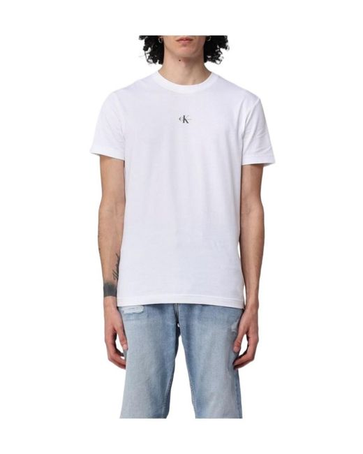 Calvin Klein White Logo-Print Cotton T-Shirt for men