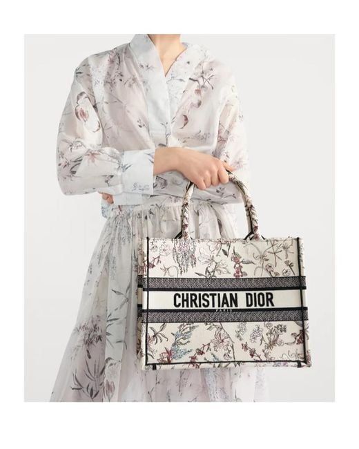 Dior White Medium Book Tote