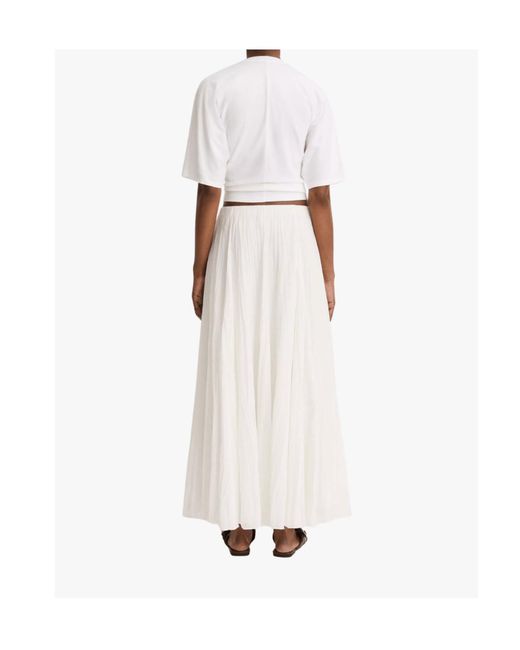 Vince White Crinkled Maxi Skirt