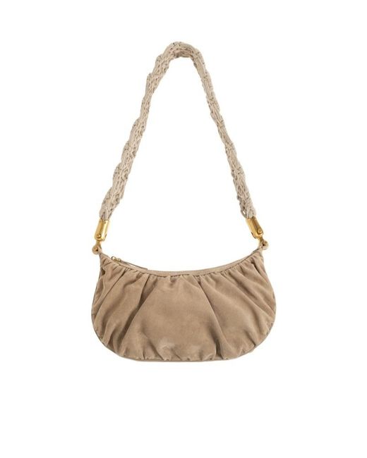 Balmain White Ebane Ruched Shoulder Bag