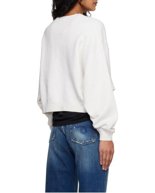 R13 White Baby Girl Distressed Sweatshirt