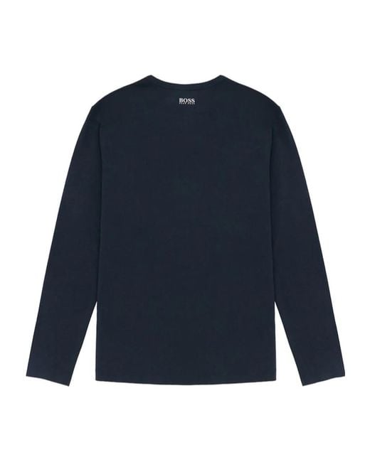 Boss Blue Round Collar And Long-Sleeved T-Shirt for men