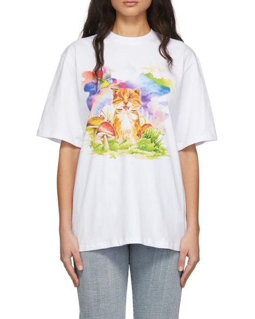 MSGM White Round-Necked T-Shirt